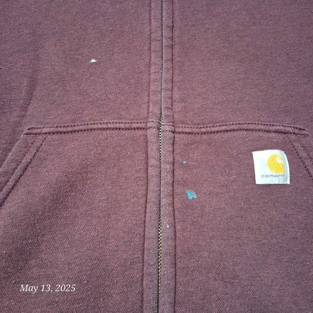 * Carhartt Full Zip Hoodie Women Size Small 4/6 Maroon‎ Relaxed Mid Weight - Picture 2 of 8